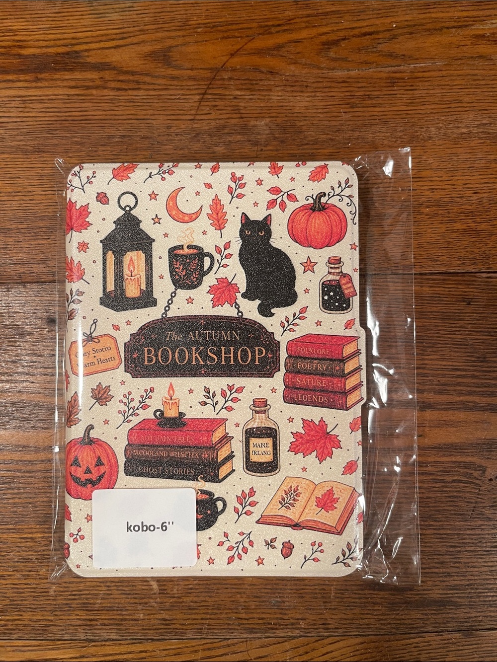 Autumn Bookshop Kobo Clara Cover in Cream with Orange and Black Accents